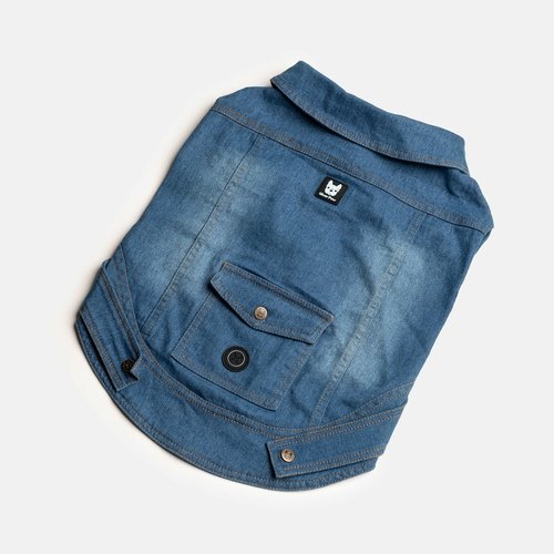 N310.jpg 👖 Dusten Denim Dog Jacket – Stylish Distressed Jean Jacket with Poop